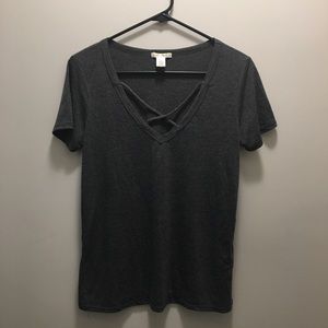 Grey criss-cross T-shirt